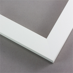 This versatile frame offers a simple statement for any picture. The color is true eggshell white. It has a dull satin finish and a smooth texture across.
