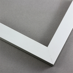 1-1/4 " classic metal frame. This moulding comes in white-silver with a horizontal brushed metal texture. It reflects very little light.