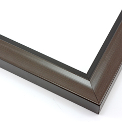 This simple, bold frame features scoop profile with a walnut-wash with a subtle brushing effect. The inner lip is stepped down and painted a matte black.

1.25 " width: ideal for small or medium size artworks. Due to it