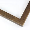 Slightly angled 1-1/4 " frame with an indented design on the inner and outer edge. The face is a cool dark brown stain brushed over a soft gold base. The accented inner and outer edge reveal more of the soft gold color underneath.