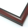 This simple, bold frame features scoop profile with a mahogany-wash that highlights the natural wood grain. The inner lip is stepped down and painted a matte black.

1.25 " width: ideal for small or medium size artworks. Due to it